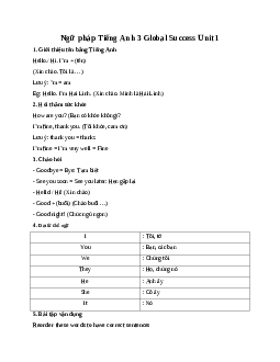 Ngữ pháp Tiếng Anh 3 Global Success Unit 1