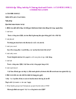 Giải bài tập Tiếng Anh lớp 9 Chương trình mới Unit 6: A CLOSER LOOK 2, COMMUNICATION