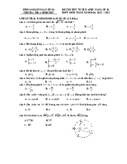 Đề thi thử Toán vào lớp 10 năm 2021 – 2022 trường THCS Minh Phú – Phú Thọ