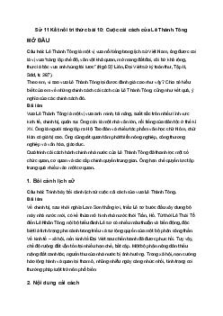 Sử 11 Kết nối tri thức bài 10: Cuộc cải cách của Lê Thánh Tông