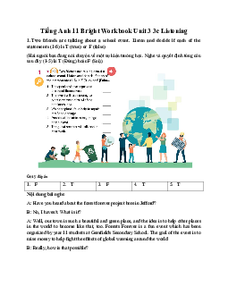 Giải Tiếng Anh 11 Workbook Unit 3 3c Listening  | Bright