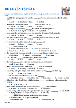 Đề luyện tập thi chuyên Tiếng Anh số 6