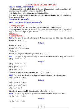 Chuyên đề đa thức một biến Toán 7