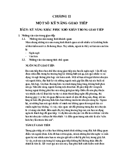 Giáo trình "Chương II: Một số kỹ năng giao tiếp"