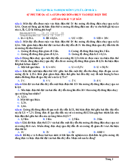 Bài tập trắc nghiệm môn vật lý 9 Bài 1 Sự phụ thuộc của cường độ dòng điện vào hiệu điện thế giữa hai đầu vật dẫn (có đáp án)
