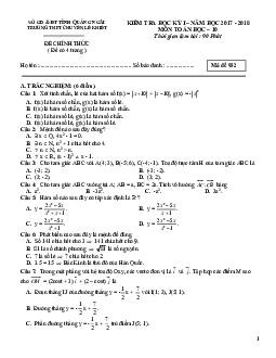 Đề kiểm tra học kỳ 1 Toán 10 năm học 2017 – 2018 trường THPT chuyên Lê Khuyết – Quảng Ngãi