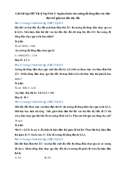 Giải SBT Lý 9 bài 1: Sự phụ thuộc của cường độ dòng điện vào hiệu điện thế giữa hai đầu dây dẫn