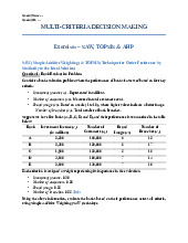 Topsis & AHP Exercises | Môn Multi-Criteria Decision Making - Trường Đại học Quốc tế, Đại học Quốc gia Thành phố Hồ Chí Minh