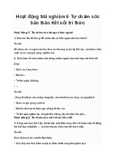 Hoạt động trải nghiệm 6 Tự chăm sóc bản thân Kết nối tri thức