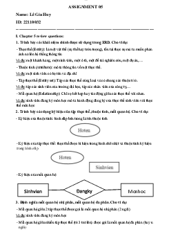 Bài tập ôn tập chương 5 môn Cơ sở dữ liệu | Đại học Sư phạm Kỹ thuật Thành phố Hồ Chí Minh