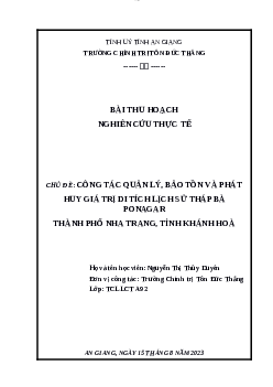 Công tác quản lý, bảo tồn và phát huy giá trị di tích lịch sử
