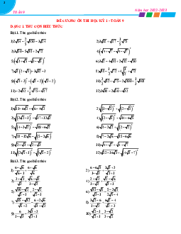 Đề cương ôn thi học kỳ 1 Toán 9 năm học 2022 – 2023