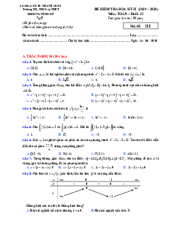 Đề thi học kì 2 Toán 12 năm 2019 – 2020 trường Trương Vĩnh Ký – TP HCM