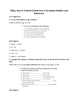 Giải Tiếng Anh 11 Unit 4 Grammar Builder and Reference | Friends Global