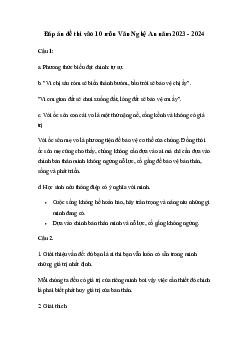 Đề thi vào 10 môn Ngữ văn năm 2023 - 2024 sở GD&ĐT Nghệ An