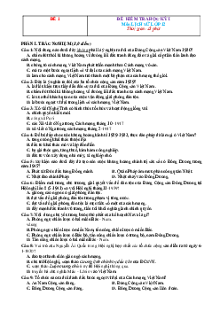 TOP 10 đề thi học kỳ 1 Lịch sử 12 trắc nghiệm (có đáp án)