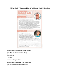 Tiếng Anh 7 Friends Plus Workbook Unit 1 Reading