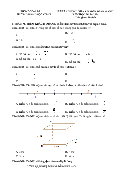 Đề thi giữa học kì 1 môn Toán 7 năm 2023 - 2024 sách KNTT - Đề 8
