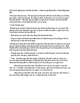 Vai trò thế  giới quan của triết học Mác – Lênin trong nhận thức và hoạt động thực tiễn