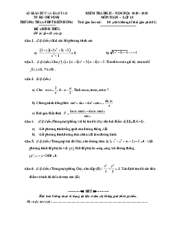 Đề thi học kì 2 Toán 10 năm 2019 – 2020 trường Diên Hồng – TP HCM