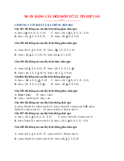 Ngân hàng câu hỏi trắc nghiệm ôn tập môn Xử lý tín hiệu số | Học viện Công nghệ Bưu chính Viễn thông
