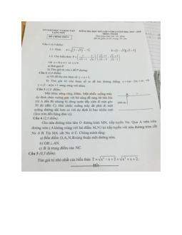 Đề thi học kì 1 lớp 9 môn Toán Sở GD&ĐT Lạng Sơn năm học 2019 - 2020