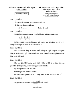 Đề cuối học kì 2 Toán 8 năm 2022 – 2023 phòng GD&ĐT Cẩm Giàng – Hải Dương
