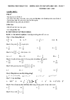 Ôn tập giữa học kì 1 Toán 7 năm 2023 – 2024 trường THCS Nhật Tân – Hà Nội