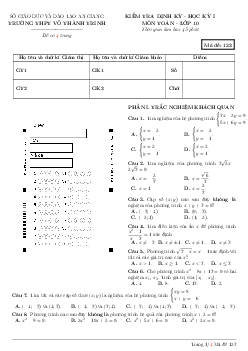 Đề kiểm tra 1 tiết Đại số 10 chương 3 trường THPT Võ Thành Trinh – An Giang