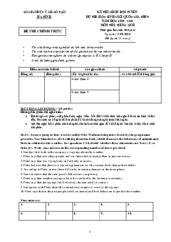 Kì thi chọn đội tuyển chính thức dự thi HSG quốc gia lớp 12 THPT tỉnh Hà Tĩnh năm học 2020-2021 môn thi Tiếng Anh