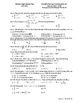 Đề kiểm tra chất lượng giữa kỳ 1 Toán 11 năm 2017 – 2018 trường Quỳnh Thọ – Thái Bình