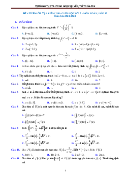 Đề cương học kỳ 2 Toán 12 năm 2021 – 2022 trường Lương Ngọc Quyến – Thái Nguyên
