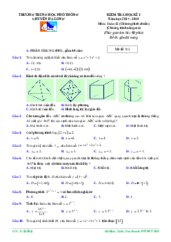 Đề kiểm tra HK1 Toán 12 năm học 2017 – 2018 trường THPT chuyên Hạ Long – Quảng Ninh