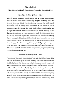 Văn mẫu lớp 6: Đoạn văn cảm nhận về nhân vật Bum trong Con muốn làm một cái cây - Chân Trời Sáng Tạo