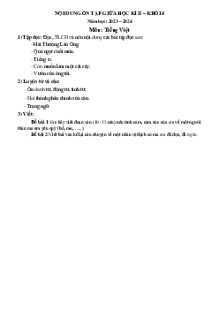 Đề cương ôn tập giữa học kì 2 môn Tiếng Việt lớp 4 năm 2023 - 2024 | Kết Nối Tri Thức đề 2