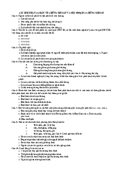 Bộ câu hỏi trắc nghiệm ôn tập môn Thị trường chứng khoán