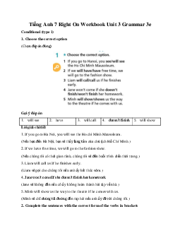 Tiếng Anh 7 Right On Workbook Unit 3 Grammar 3e