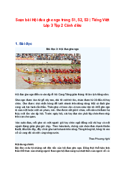Soạn bài Hội đua ghe ngo trang 51, 52, 53 | Tiếng Việt Lớp 3 Tập 2 Cánh diều