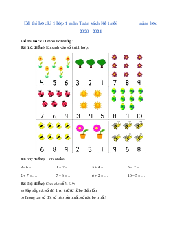 Đề thi học kì 1 môn Toán lớp 1 năm 2022 - 2023 Kết nối tri thức theo Thông tư 27 - Đề 5