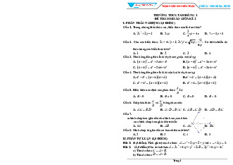 Đề tham khảo giữa kì 1 Toán 8 năm 2024 – 2025 phòng GD&ĐT Hóc Môn – TP HCM