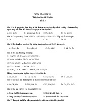 Đề thi khảo sát chất lượng đầu năm lớp 11 môn Hóa 2023 - 2024 - Đề số 3