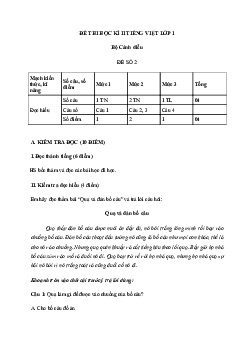 Đề thi học kì 2 môn Tiếng Việt lớp 1 sách Cánh Diều năm 2024 - Đề 2