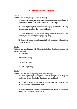 Trắc nghiệm Kinh tế và Pháp luật 10 Bài 4: Cơ chế thị trường | Kết nối tri thức
