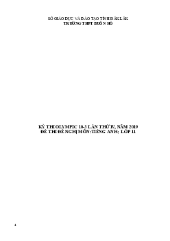 Đề thi Olympic 10 tháng 3 lần thứ 3 môn Tiếng Anh năm 2019 môn Tiếng Anh 11 THPT Buôn Hồ