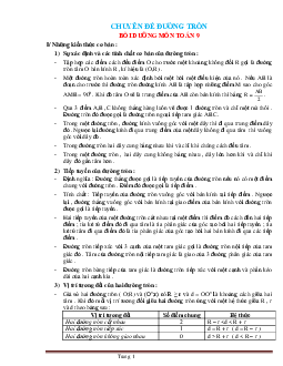 Chuyên đề đường tròn, bồi dưỡng môn toán lớp 9 (có lời giải)
