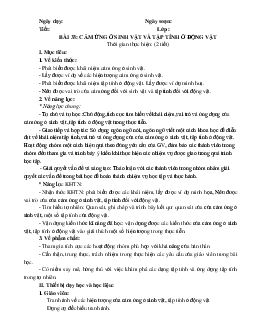 Giáo án Bài 33: Cảm ứng ở sinh vật và tập tính ở động vật | Khoa Học Tự Nhiên 7 Kết nối tri thức