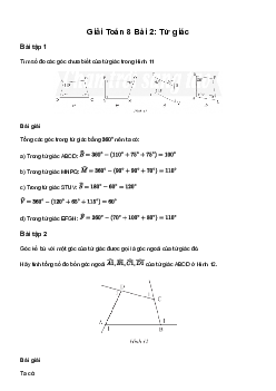 Toán 8 Bài 2: Tứ giác - Chân trời sáng tạo