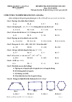 Đề học kì 1 Toán 6 năm 2022 – 2023 phòng GD&ĐT Ninh Hòa – Khánh Hòa