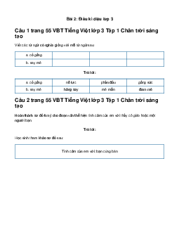 Giải Bài 2: Điều kì diệu trang 55 VBT Tiếng Việt lớp 3 Tập 1 Chân trời sáng tạo