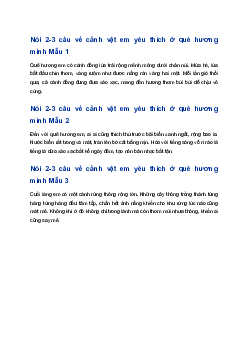 Nói 2-3 câu về cảnh vật em yêu thích ở quê hương mình | Tập làm văn 4